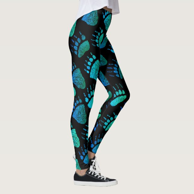 Leggings Pattes d'ours bleues/vert - guêtres (Droite)