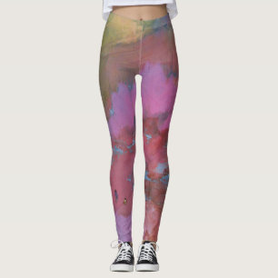 Leggings Paysage Abstrait - Chiffres en Terre Colorée
