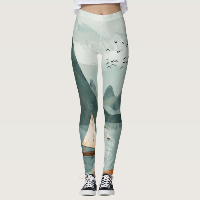 Leggings Paysage Abstrait de Boho (11) (Devant)