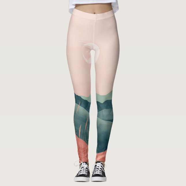 Leggings Paysage Abstrait de Boho (7) (Devant)