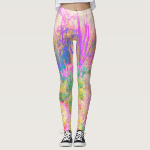 Leggings Paysage de jardin rose et corail illuminé