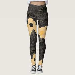 Leggings Paysage de montagnes vintage avec nuages (4)