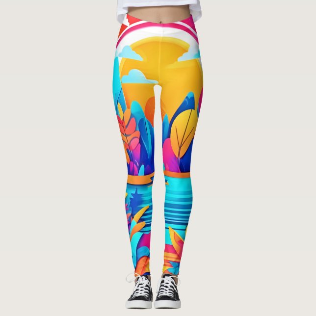 Leggings Paysage du lever du soleil (Devant)