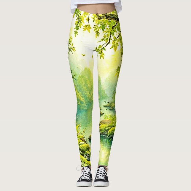 Leggings Paysage forestier éclairé (Devant)