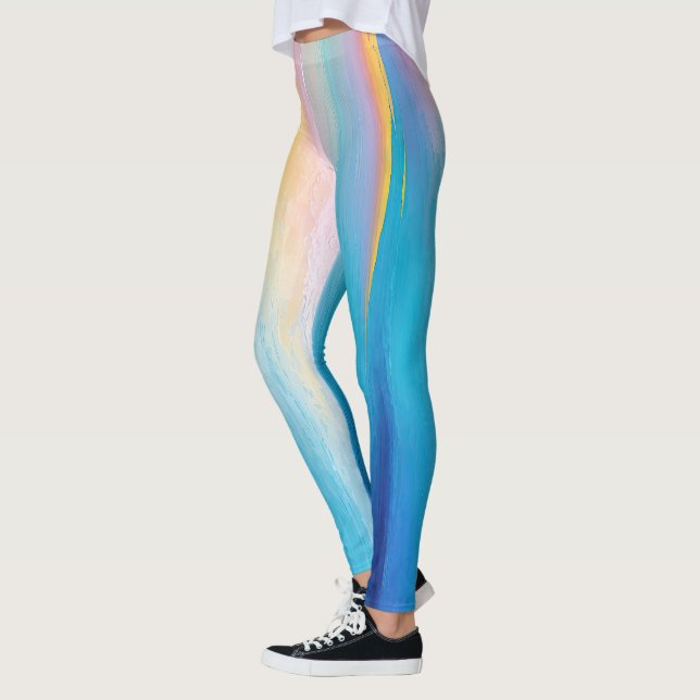 Leggings Paysage large "Clachanray" rose et bleu (Gauche)
