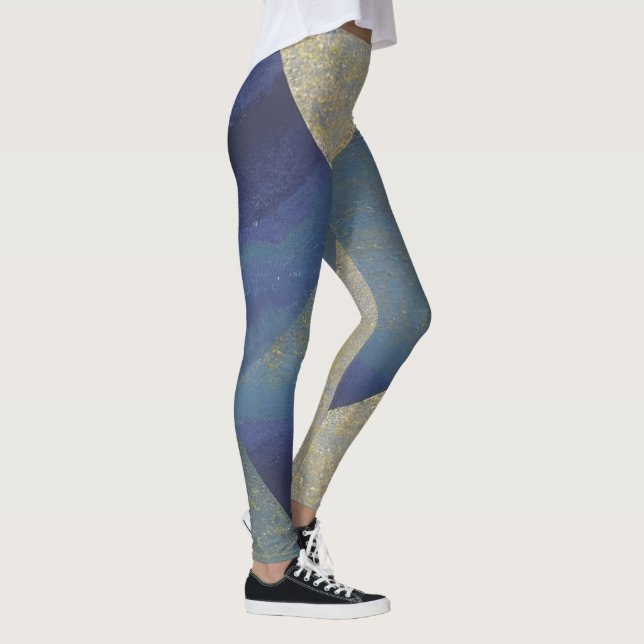 Leggings Paysage marin abstrait Vagues en zigzag fracturées (Droite)