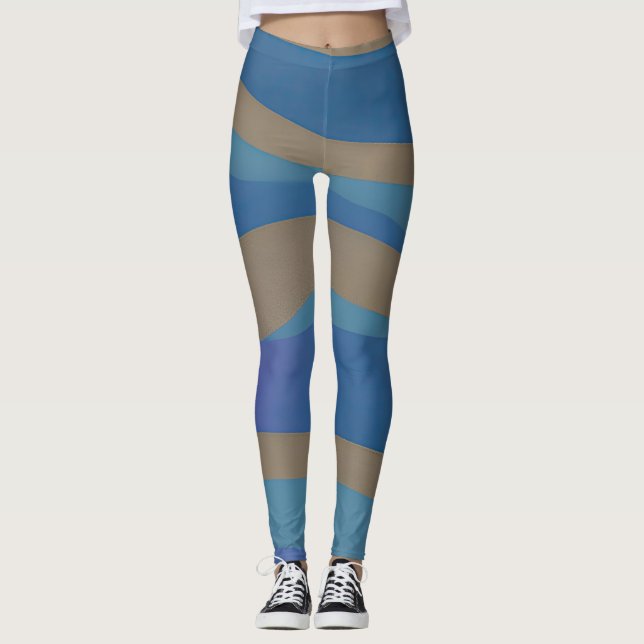 Leggings Paysage marin abstrait Vagues fracturées 12 (Devant)