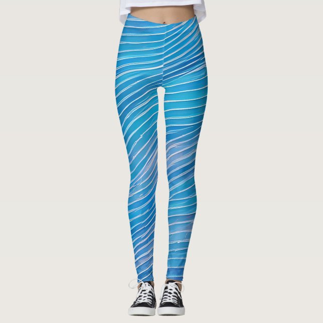 Leggings Paysage marin abstrait Vagues fracturées 21  (Devant)