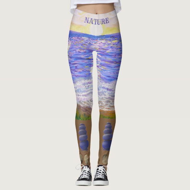 Leggings Paysage moderne de plage (Devant)