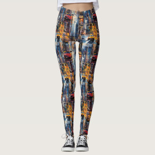 Leggings Paysage urbain cyberpunk abstrait (1)