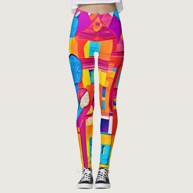Leggings Paysage urbain vibrant Art de rêve (Devant)