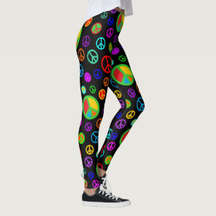 Leggings PEACE - motif plat multicolore + votre backgr.