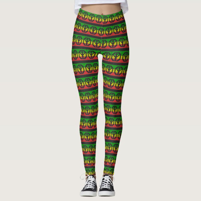 Leggings Peace Power - Rasta Freedom - Reggae Yoga (Devant)