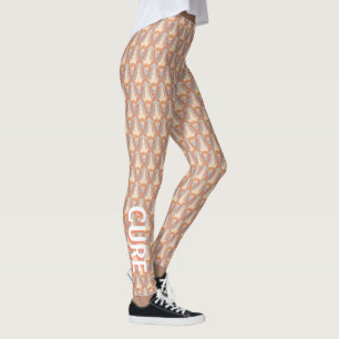 Leggings Peach Awareness Ribbon Angel Mots Personnalisés Le