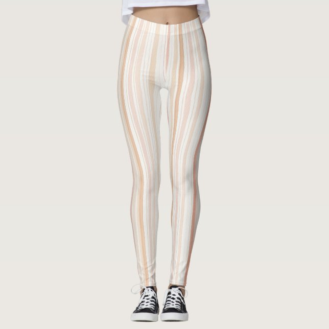 Leggings Peach Blush Cream Stripes  (Devant)