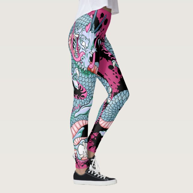Leggings Peach Melba Splash Dragon Tattoo sur rose (Droite)