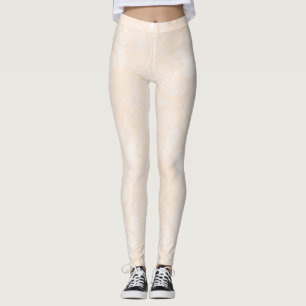 Leggings Peach Pastel Floral Delicate Poudre Crème dentelle