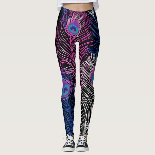 Leggings Peacock Feathk Dark : Gorgeous Design Vintage (Devant)
