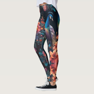 Leggings Peacock Garden Wallpaper Art