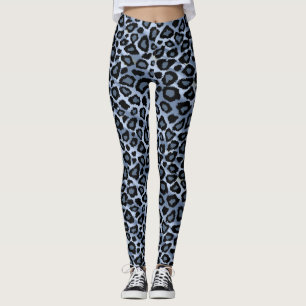 Leggings Peau animale leopard bleu clair Imprimer