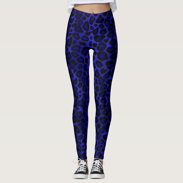 Leggings Peau d'animal léopard bleu clair Imprimer (Devant)