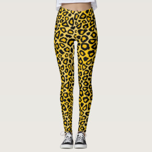 Leggings Peau d'animal léopard jaune vif Imprimer