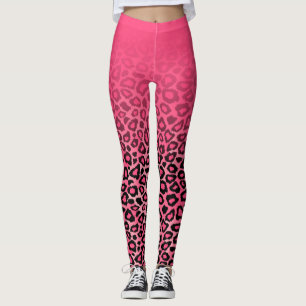 Leggings Peau d'animal léopard rose-chaud dégradant Impri