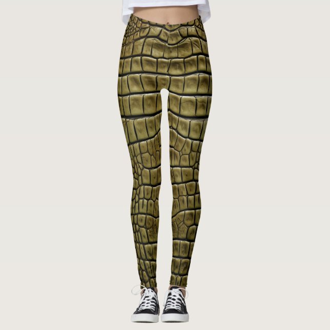 Leggings Peau de crocodile Imprimer Legs Brown et Pantalons (Devant)