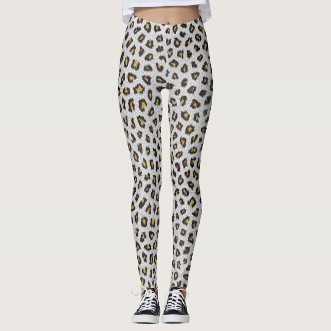 Leggings Peau de léopard Brown et blanc (Devant)