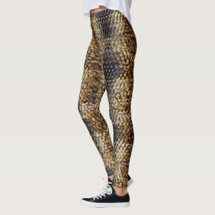 Leggings Peau de serpent noir Brown or