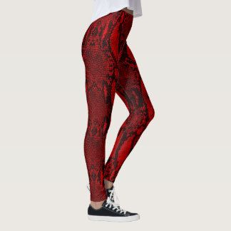 Leggings Peau de serpent rouge Imprimer Nouveau