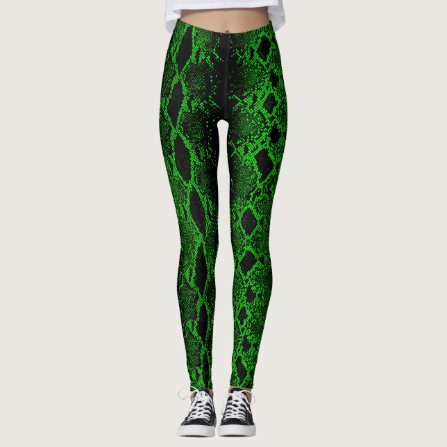 Leggings Peau de serpent vert noir (Devant)