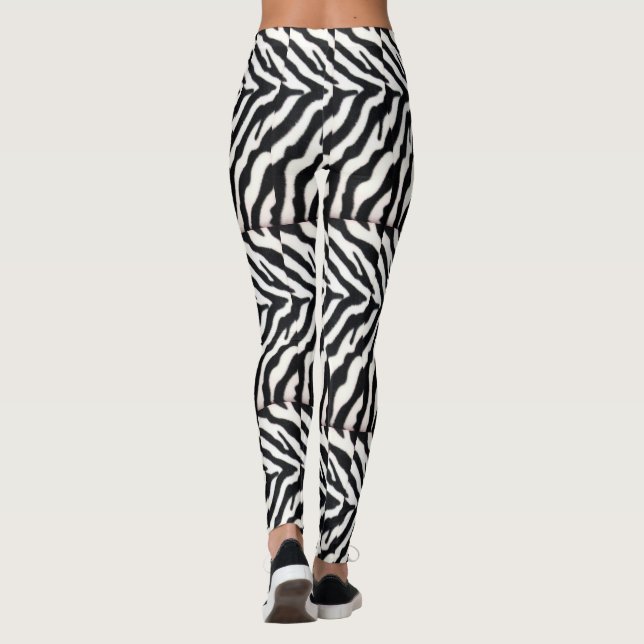 LEGGINGS PEAU ZEBRA BLANCHE NOIR IMPRIMÉE (Dos)
