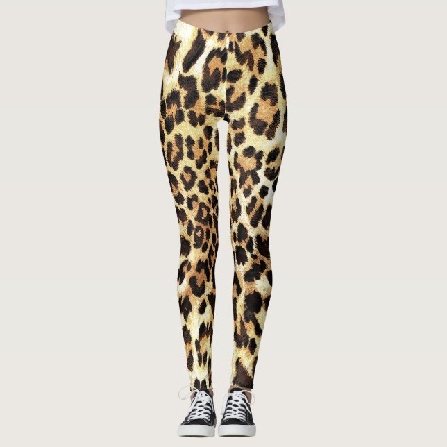 Leggings Peaux de léopard, design motif sans soudure. (Devant)