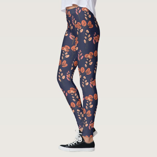 Leggings Pêche et marine Modèle floral moderne (Gauche)