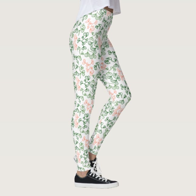 Leggings Pêche & Green Botanical Floral Print (Droite)