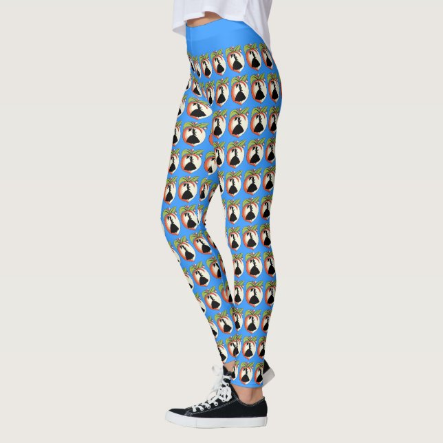 Leggings Pêcher Vert Feuilles Sud Bell Lady Parasol Bleu (Gauche)