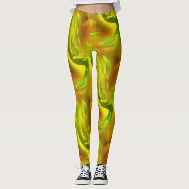 Leggings Peel vert orange numérique sur texture rugueuse ja (Devant)