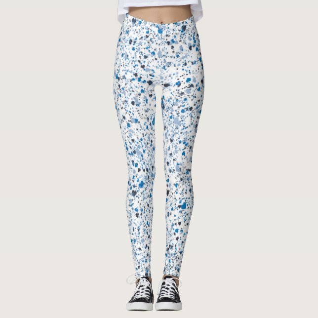 Leggings Peinture à carreaux bleus, Abstraite (Devant)