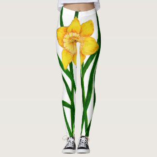 Leggings Peinture à l'aquarelle florale jaune