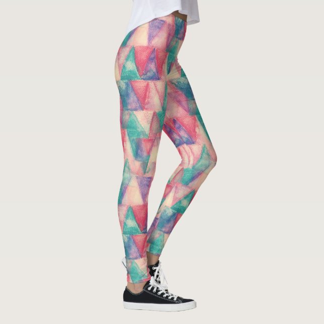 Leggings Peinture à l'aquarelle - Triangles Hipster (Droite)