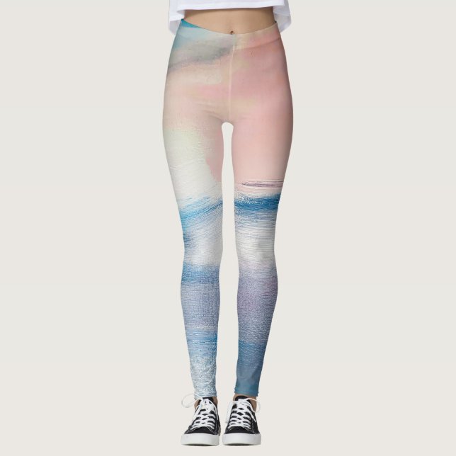 Leggings Peinture à l'huile Abstraite, texture de toile. (Devant)