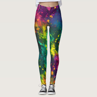 Leggings Peinture Abstraite Arc-en-ciel, Galaxie cosmique