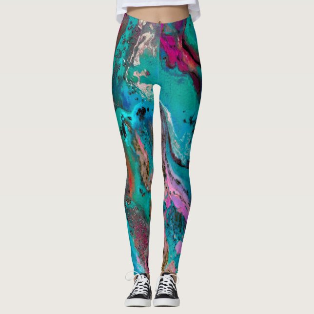 Leggings Peinture Abstraite colorée (Devant)