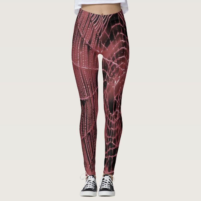 Leggings Peinture Abstraite D'Un Cobweb Magenta Rose (Devant)