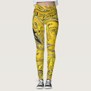 Leggings Peinture Abstraite Noire Et Jaune Meilleur art