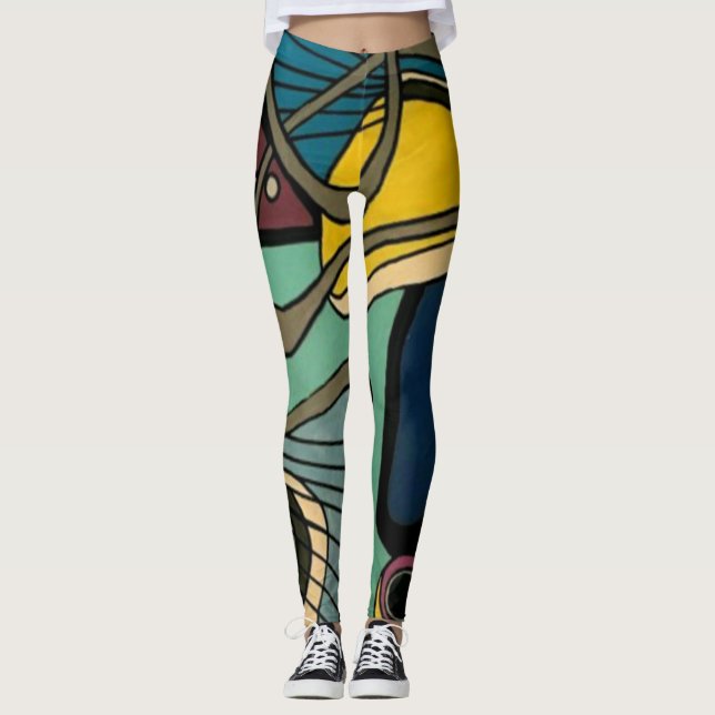 Leggings Peinture aquatique abstraite moderne de la "moitié (Devant)