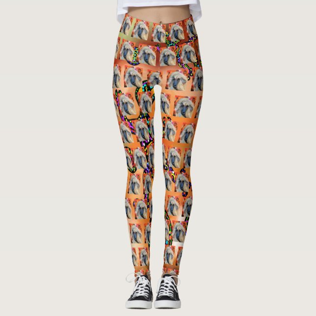 Leggings Peinture artistique afghane Hound Kokopelli (Devant)