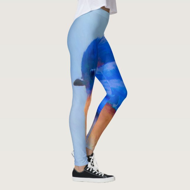 Leggings Peinture Bluebird - Art original pour oiseaux (Droite)