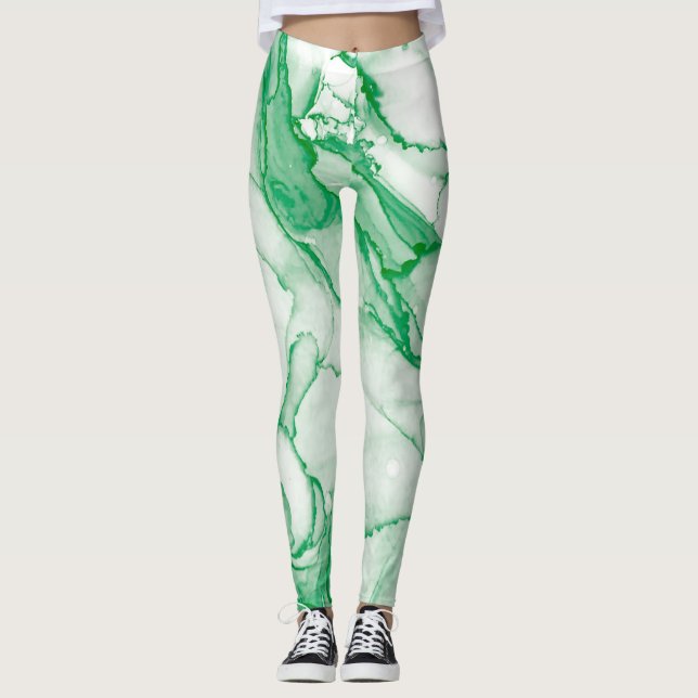 Leggings Peinture chinoise à l'encre d'alcool de printemps (Devant)